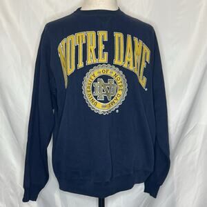 Vintage 90s University Of Notre Dame Fighting Irish Crewneck Sweatshirt L Navy